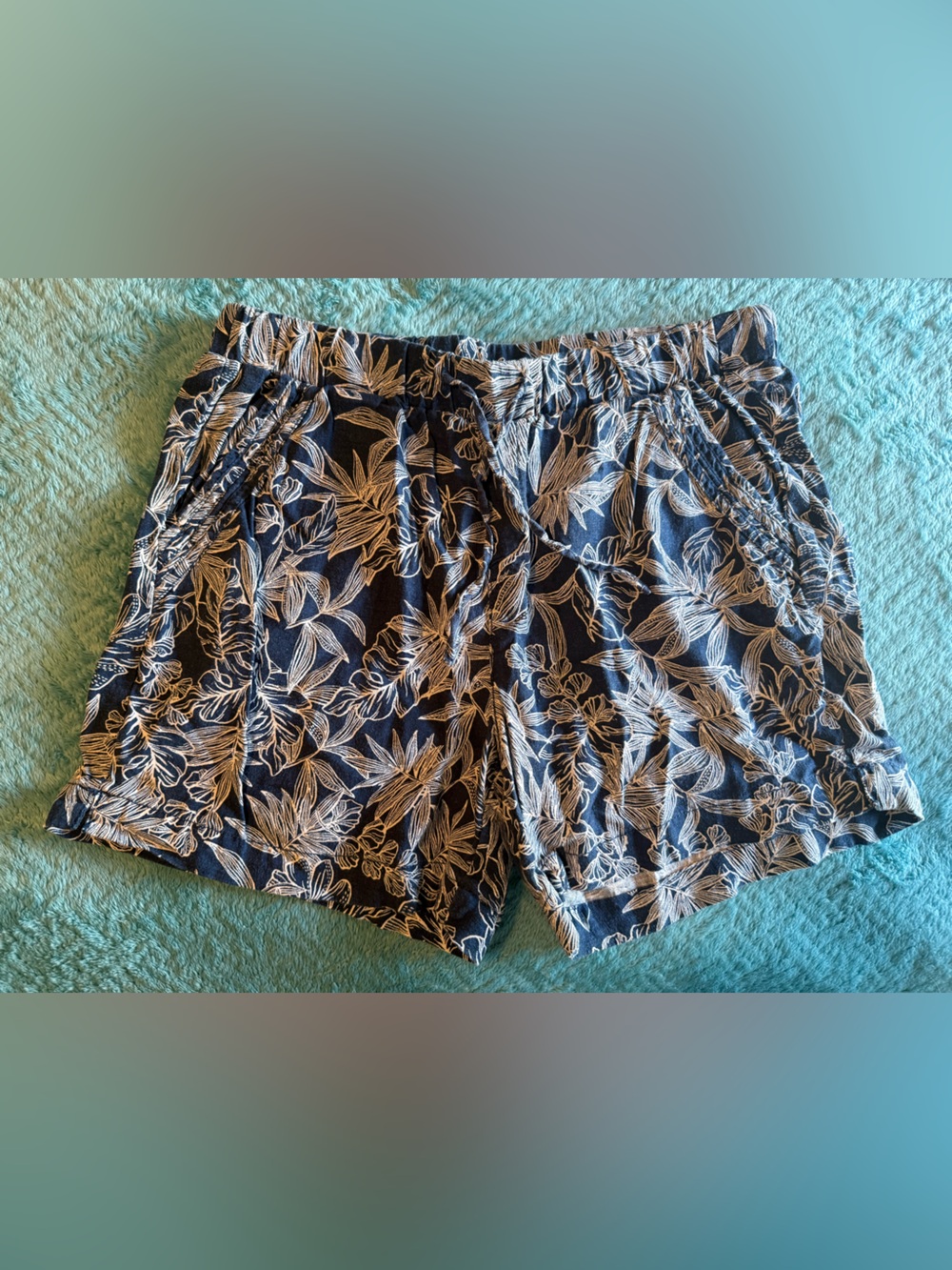 Briggs New York Navy shorts with Cream Floral Print
